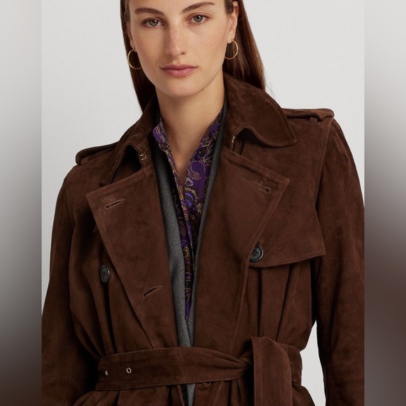 Ralph Lauren Goat Suede Trench - NWT Brown Suede Jacket - Picture 3 of 16